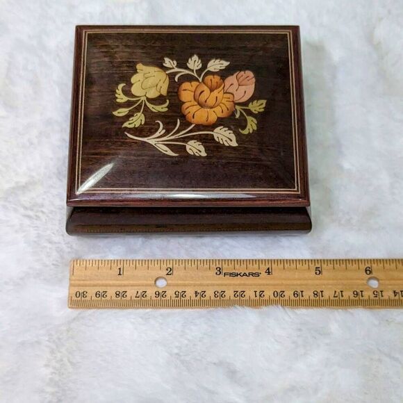 Sorrento Marquetry Inlay Flowers Jewelry Trinket Box 5" Antique Italian Wooden - Picture 6 of 8